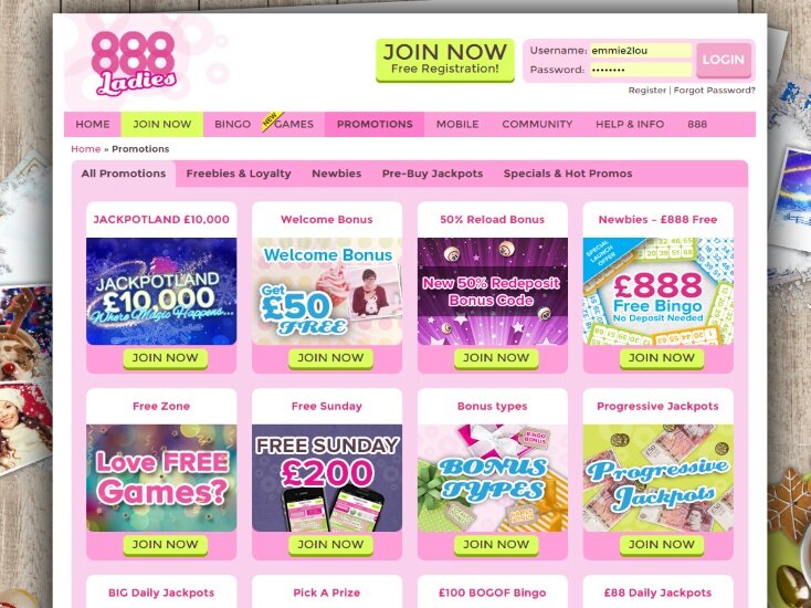 Bonus offers 888 Ladies Bingo