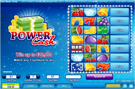 Моментальная лотерея онлайн Power Cash